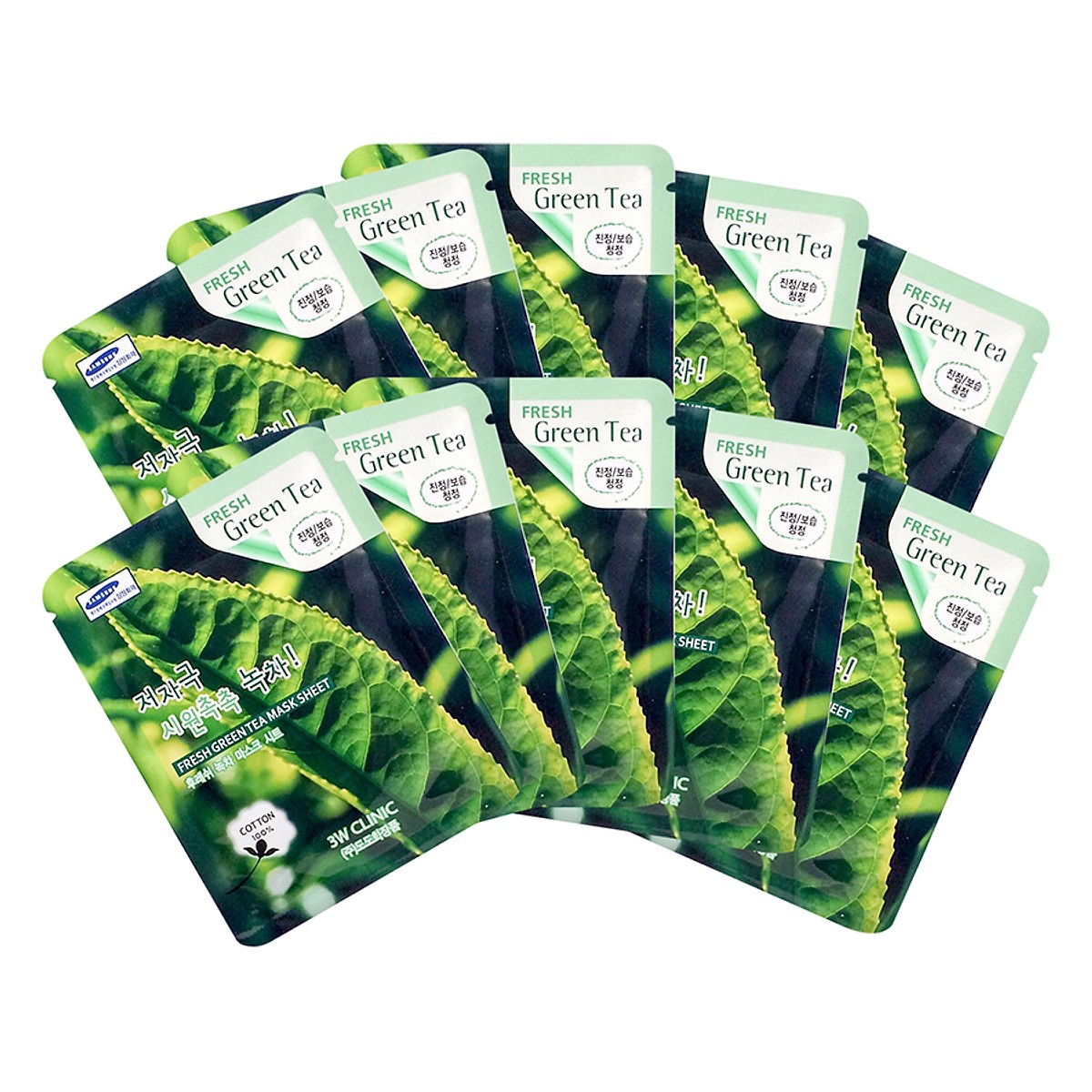 Mặt nạ giấy 3W Clinic Fresh Greentea Mask Sheet 100% Cotton