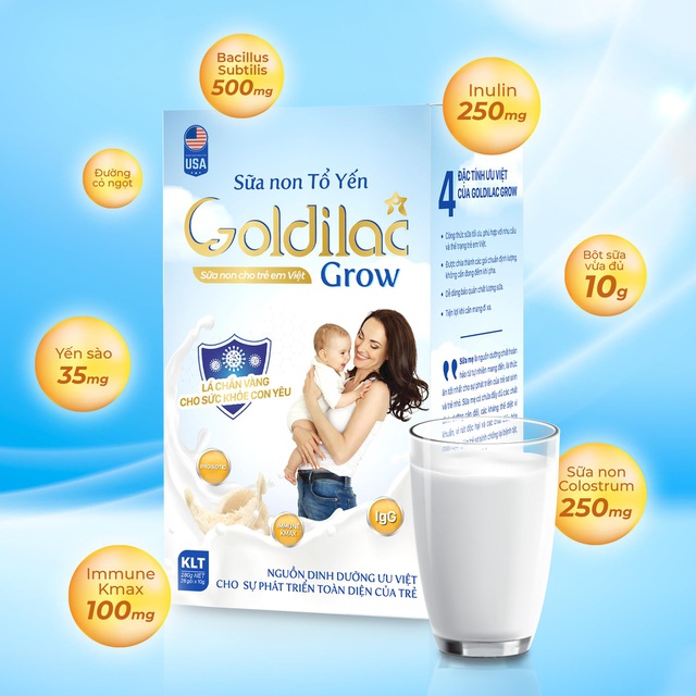 Sữa non Goldilac Grow tổ yến có nhiều thành phần dinh dưỡng tốt
